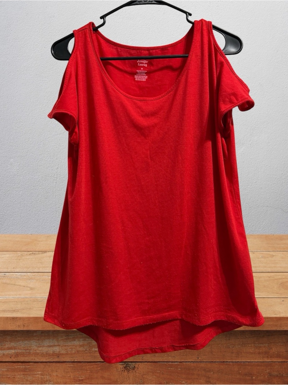 Jennifer Lauren Red Short Sleeve Cold-Shoulder A-Line Tank Top size M